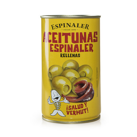Green Olives Stuffed with Anchovy Espinaler 350g Tin | Aceitunas Rellenas de Anchoa Espinaler 350g
