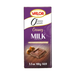 Milk Chocolate with Hazelnut Cream No Sugar Added Valor 100g Bar | Chocolate Blanco con Avellana sin Sugar Anadido Valor 100g Bar