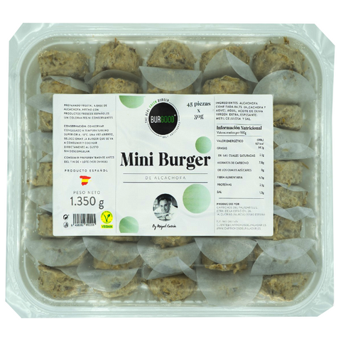 Frozen Mini Artichoke Burger 45 Pc. x 35g Caprichos | Hamburgusea de Alcachofa Congelada 45 Pc. x 35g Caprichos